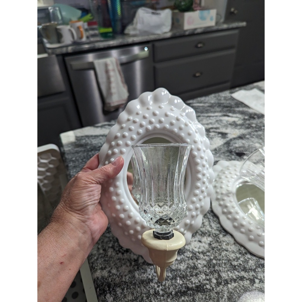 Vintage Burwood Grand Island Accessories Cottage 8pc White Hobnail Grouping Lot - Picture 9 of 16